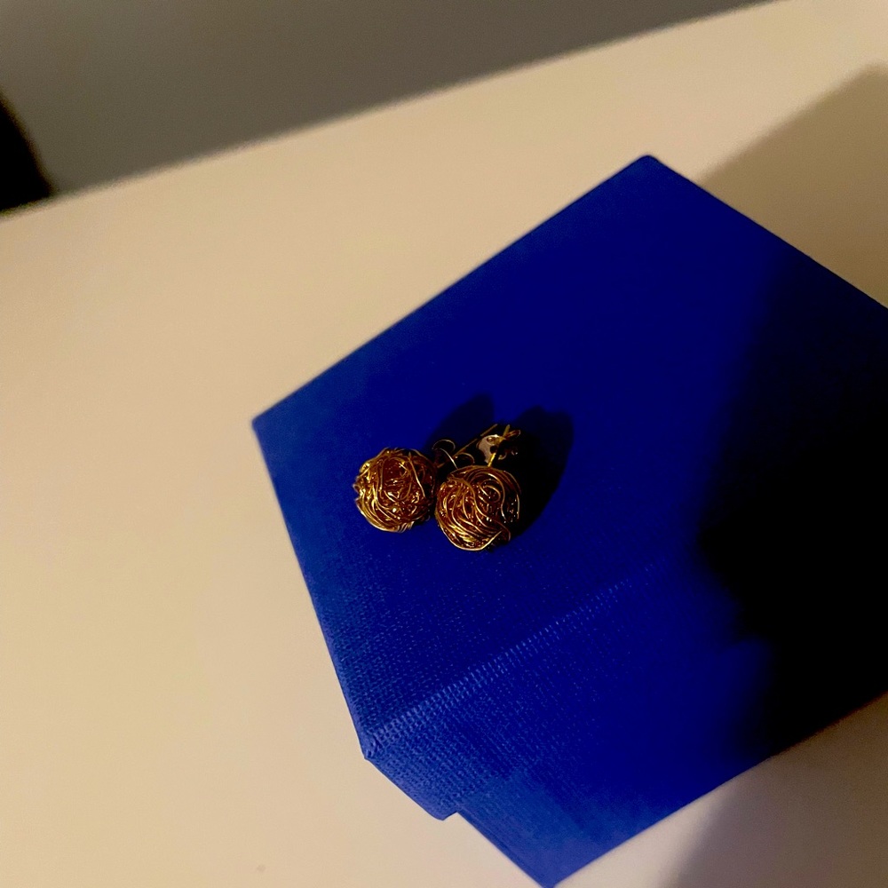 14K Gold Plated Abstract Screwback Ball Earrings